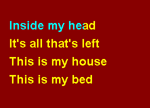 Inside my head
It's all that's left

This is my house
This is my bed