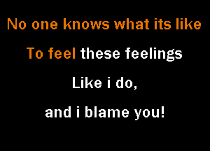 No one knows what its like
To feel these feelings

Like i do,

and i blame you!