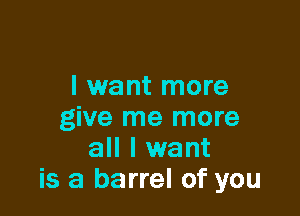 I want more

give me more
all I want
is a barrel of you