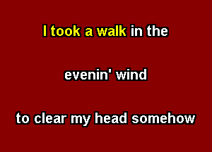 I took a walk in the

evenin' wind

to clear my head somehow