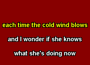 each time the cold wind blows

and I wonder if she knows

what she's doing now