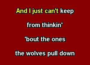 And ljust can't keep
from thinkin'

'bout the ones

the wolves pull down