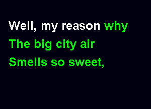 Well, my reason why
The big city air

Smells so sweet,