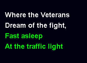Where the Veterans
Dream of the fight,

Fast asleep
At the traffic light