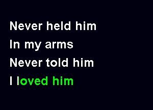 Never held him
In my arms

Never told him
I loved him