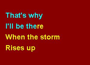 That's why
I'll be there

When the storm
Rises up