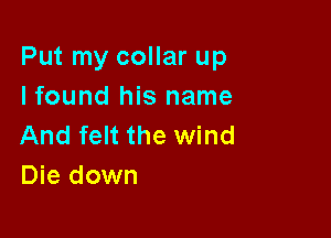 Put my collar up
I found his name

And felt the wind
Die down