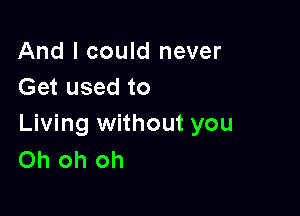 And I could never
Get used to

Living without you
Oh oh oh