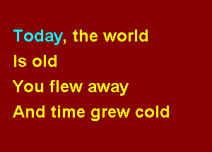 Today, the world
Is old

You flew away
And time grew cold