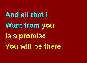 And all that I
Want from you

Is a promise
You will be there