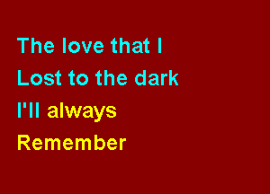 The love that I
Lost to the dark

I'll always
Remember