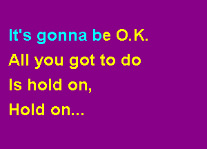 It's gonna be OK.
All you got to do

Is hold on,
Hold on...