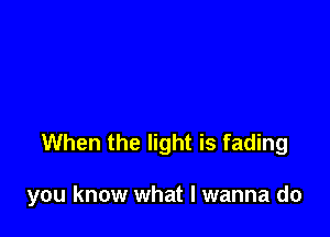 When the light is fading

you know what I wanna do