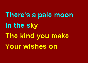 There's a pale moon
In the sky

The kind you make
Your wishes on