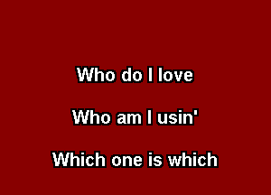 Who do I love

Who am I usin'

Which one is which