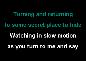 Turning and returning
to some secret place to hide
Watching in slow motion

as you turn to me and say