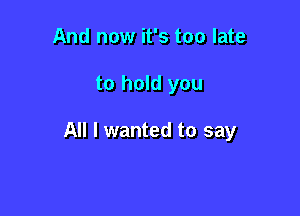 And now it's too late

to hold you

All I wanted to say