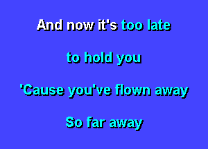 And now it's too late

to hold you

'Cause you've flown away

So far away