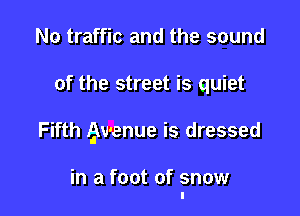 No traffic and the sound

of the street is quiet

Fifth gv'enue is dressed

in a foot of snow
I