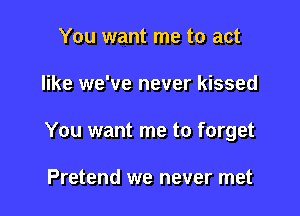 You want me to act

like we've never kissed

You want me to forget

Pretend we never met