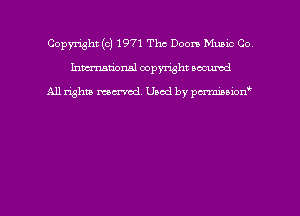 Copyright (c) 1971 The Doom Munic Co
hmmdorml copyright nocumd

All rights macrmd Used by pmown'