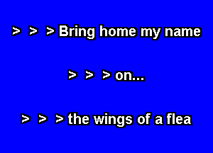 t? r) Bring home my name

) ) on..-

. .u. t the wings of a flea