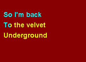 So I'm back
To the velvet

Underground