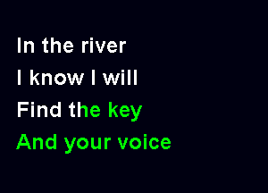 In the river
I know I will

Find the key
And your voice