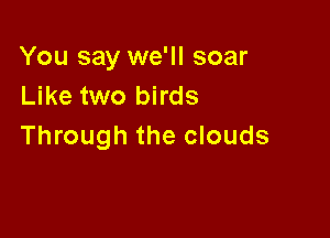 You say we'll soar
Like two birds

Through the clouds