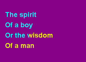 The spirit
Of a boy

Or the wisdom
Of a man