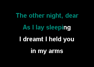 The other night, dear
As I lay sleeping

I dreamt I held you

in my arms