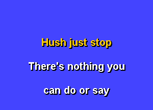Hush just stop

There's nothing you

can do or say