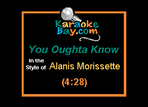 Kafaoke.
Bay.com
(' u.J

You Oughta Know

Intne , ,
Styie at Adams Monssette

(4z28)