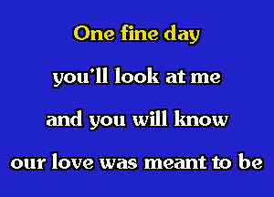 One fine day
you'll look at me
and you will know

our love was meant to be