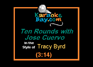 Kafaoke.
Bay.com
N

Ten Rounds with
Jose Cuervo

In the

Style 01 Tracy Byrd
(3z14)
