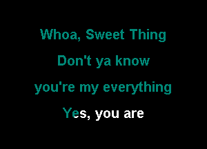 Whoa, Sweet Thing

Don't ya know

you're my everything

Yes, you are