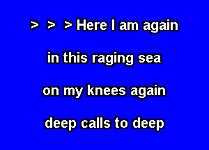 z? r) '5' Here I am again

in this raging sea

on my knees again

deep calls to deep