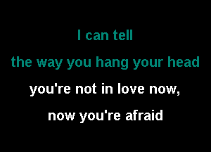 I can tell

the way you hang your head

you're not in love now,

now you're afraid