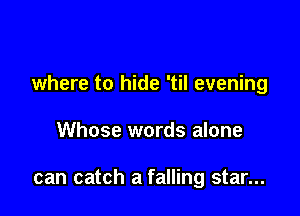 where to hide 'til evening

Whose words alone

can catch a falling star...