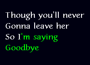 Though you'll never
Gonna leave her

So I'm saying
Goodbye