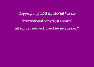 Copyright (c) EMI AanPhxl annr
hmmdorml copyright nocumd

All rights macrmd Used by pmown'