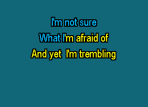 I'm not sure
What I'm afraid of

And yet I'm trembling