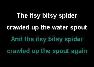 The itsy bitsy spider
crawled up the water spout
And the itsy bitsy spider

crawled up the spout again