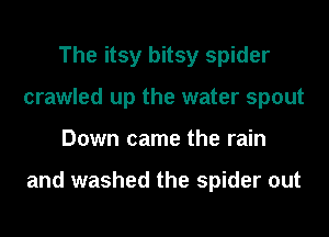 The itsy bitsy spider
crawled up the water spout
Down came the rain

and washed the spider out