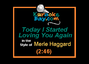 Kafaoke.
Bay.com
N

Today I Started
Loving You Again

In the

Style at Merle Haggard
(2z46)