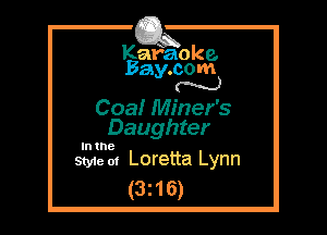 Kafaoke.
Bay.com
N

Coai Miner's
Daughter

In the

Style 01 Loretta Lynn
(32 1 6)