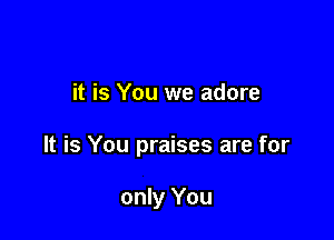 it is You we adore

It is You praises are for

only You