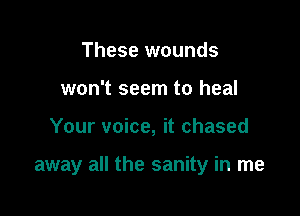 These wounds
won't seem to heal

Your voice, it chased

away all the sanity in me