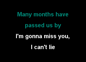 Many months have

passed us by

I'm gonna miss you,

I can't lie