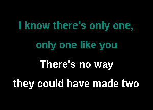 I know there's only one,

only one like you

There's no way

they could have made two